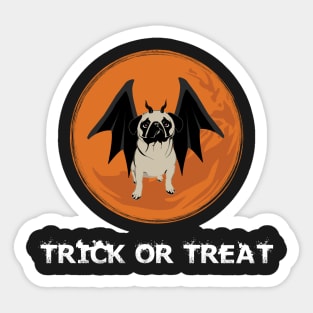 Trick or Treat Halloween Funny Pug Design for Dog Lovers Sticker